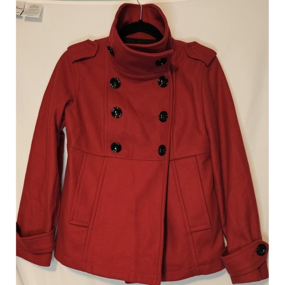 GAP Jackets & Blazers - Gap Jacket Womens Red Wool Heavy Lined Button Double Breasted PeaCoat XS